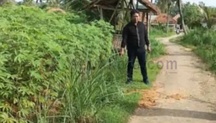 Polisi menunjukkan lokasi motor meledak yang menewaskan Pusiri, warga Desa Rajun, Kecamatan Pasongsongan, Kabupaten Sumenep.