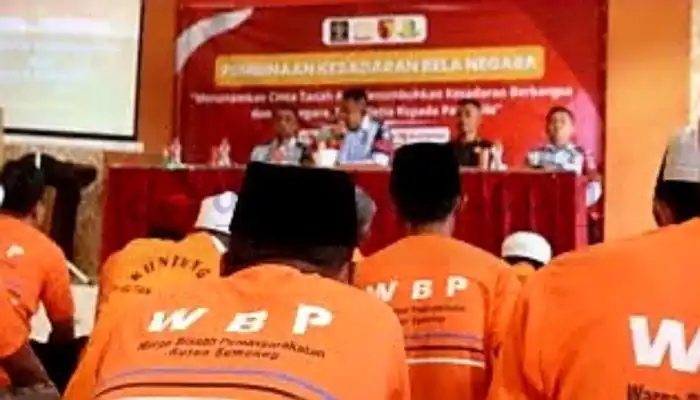 Acara Sosialisasi Wawasan Kebangsaan dan Bela Negara bagi WBP di Rutan Kelas IIB Sumenep.