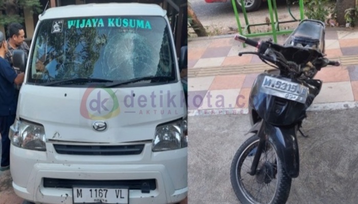 Dua kendaraan bermotor yang terlibat kecelakaan lalu lintas di Jl. Raya Desa Bungbungan, Kecamatan Bluto, Kabupaten Sumenep.