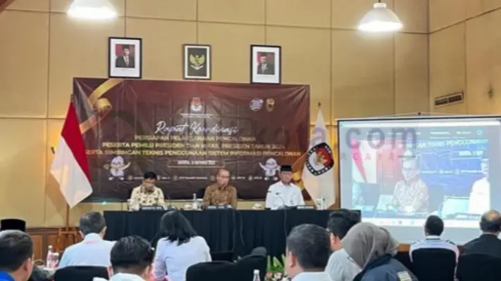 Ketua KPU RI, Hasyim Asy'ari memimpin rapat koordinasi persiapan pelaksanaan pencalonan Presiden dan Wakil Presiden 2024.