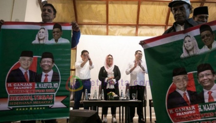 Ketua Barikade Gus Dur, Yenny Wahid mendeklarasikan dukungan ke pasangan Ganjar-Mahfud pada Pilpres 2024.