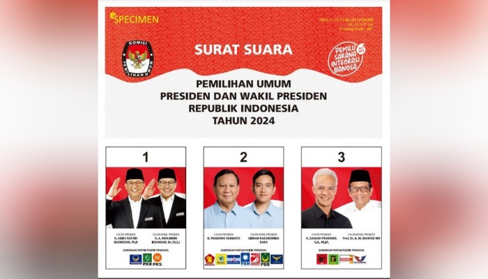 Draf surat suara Pilpres 2024.