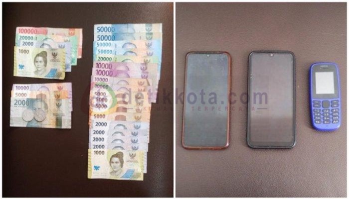 Barang bukti yang diamankan polisi saat penggerebekan kasus judi togel di Desa Pabian, Kec. Kota Sumenep.