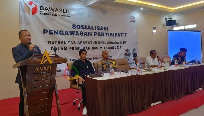 Ketua Bawaslu Sumenep, Achmad Zubaidi diacara Sosialisasi Pengawasan Partisipatif.