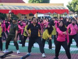 Olahraga Bersama Meriahkan Rangkaian HUT Bhayangkara Ke-78 di Polres Sumenep