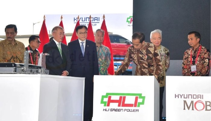 Presiden Jokowi Saat Meresmikan di PT. Hyundai LG Indonesia (HLI) Green Power, Kabupaten Karawang, Provinsi Jawa Barat