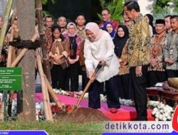 Presiden Jokowi dan Ibu Iriana Tanam Pohon di Halaman Istana Kepresidenan Jakarta