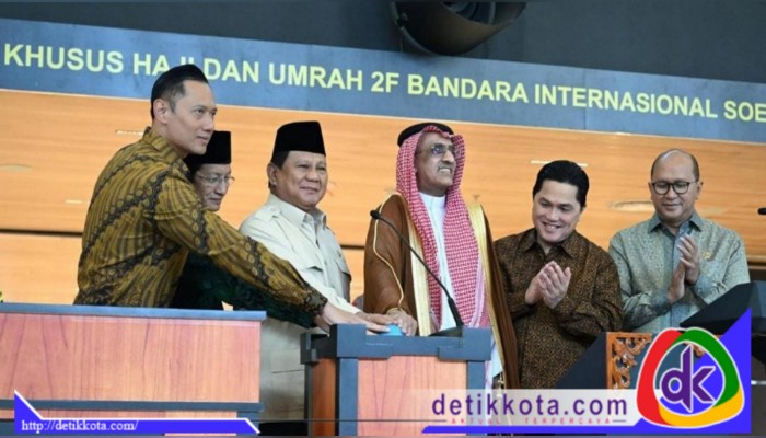 Presiden Prabowo saat meresmikan Terminal Khusus Haji dan Umrah 2F Bandara Soekarno-Hatta, Minggu (04/05/2025).