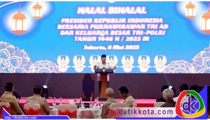 Presiden Prabowo menghadiri acara Halal Bihalal Bersama Purnawirawan TNI AD dan Keluarga Besar TNI-POLRI Tahun 1446 H/2025 M di Balai Kartini, Jakarta