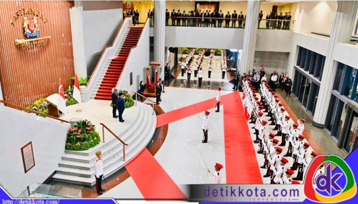 Presiden Prabowo Subianto menghadiri upacara penyambutan kenegaraan di Parliament House, Singapura, pada Senin pagi, (16/06/2025) (Foto: BPMI Setpres/Laily Rachev)
