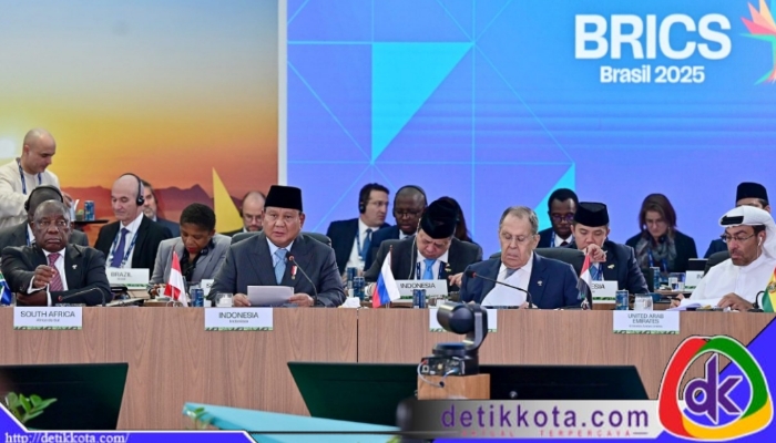 Presiden Prabowo Subianto menghadiri sesi pleno Konferensi Tingkat Tinggi (KTT) BRICS 2025 di Museum of Modern Art (MAM), Rio de Janeiro, Brasil, pada Minggu, 6 Juli 2025. Foto: BPMI Setpres/Muchlis Jr