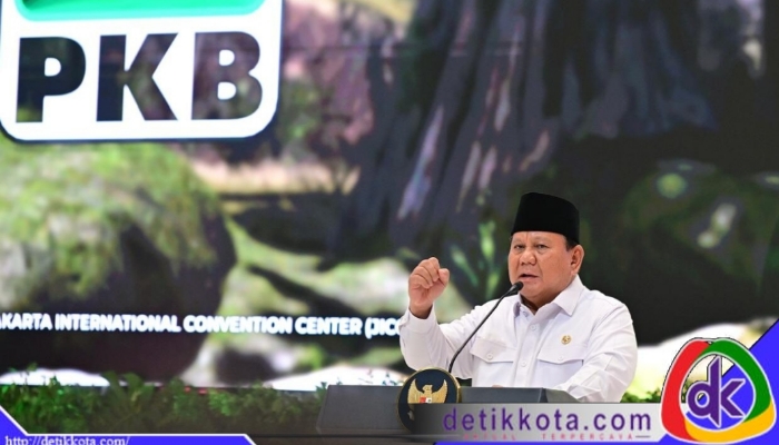 Presiden Prabowo Subianto menghadiri Peringatan Hari Lahir ke-27 Partai Kebangkitan Bangsa (PKB) yang diselenggarakan di Jakarta Convention Center (JCC), Jakarta, pada Rabu, 23 Juli 2025. Foto: BPMI Setpres/Rusman