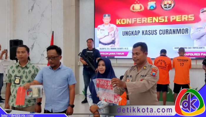 konferensi pers pengungkapan kasus curanmor oleh Polres Pamekasan.