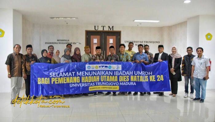 Wakil Bupati Bangkalan Moh. Fauzan Ja’far menghadiri acara pelepasan jemaah penerima hadiah umrah dalam rangka Dies Natalis ke-24 Universitas Trunojoyo Madura (UTM), Kamis (4/9/2025).