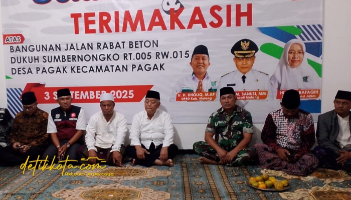 Bupati Malang, Drs. H. M. Sanusi, M.M., menghadiri Tasyakuran Pembangunan Jalan sekaligus Silaturahim Pengurus Ranting NU Kecamatan Pagak di Desa Pagak, Rabu (3/9/2025) malam.