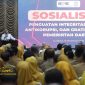 Wali Kota Surabaya Eri Cahyadi saat memberikan sambutan dalam sosialisasi antikorupsi bersama KPK di Graha Sawunggaling.