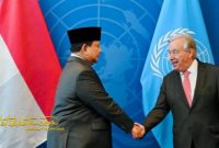 Presiden RI Prabowo Subianto saat bertemu Sekretaris Jenderal PBB António Guterres di Markas Besar PBB, New York, Senin (22/9/2025).
