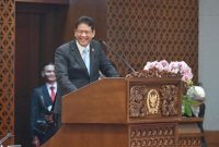 Menteri Keuangan Purbaya Yudhi Sadewa menghadiri rapat paripurna DPR RI, Selasa (23/9/2025).