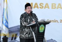 Wakil Bupati Sumenep KH. Imam Hasyim saat sambutan di pelantikan dan pengukuhan rektor masa bhakti 2025–2029 di Hotel Bhagraf, Senin (29/09/2025).