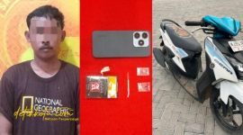 Tersangka dan barang bukti sabu dari seorang pria di Desa Gadu Barat, Kecamatan Ganding, Sabtu (4/10/2025).