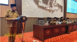 Bupati Sumenep Achmad Fauzi Wongsojudo saat menyampaikan Nota Keuangan Raperda APBD 2026 dalam rapat paripurna DPRD, Senin (6/10/2025).