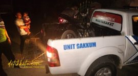 Unit Gakkum Satlantas Polres Sumenep saat mengamankan barang bukti kasus tabrak lari di Desa Jenangger, Kecamatan Batang-Batang.