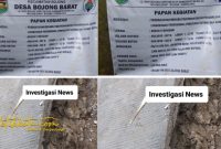 Kondisi jalan rabat beton di Dusun II Bunisari, Desa Bojong Barat, Kecamatan Bojong, Kabupaten Purwakarta, yang diduga dikerjakan tidak sesuai standar teknis.