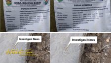 Kondisi jalan rabat beton di Dusun II Bunisari, Desa Bojong Barat, Kecamatan Bojong, Kabupaten Purwakarta, yang diduga dikerjakan tidak sesuai standar teknis.