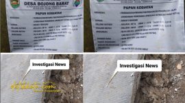 Kondisi jalan rabat beton di Dusun II Bunisari, Desa Bojong Barat, Kecamatan Bojong, Kabupaten Purwakarta, yang diduga dikerjakan tidak sesuai standar teknis.