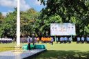 Wakil Bupati Bangkalan Moh. Fauzan Ja’far memimpin upacara peringatan Hari Jadi ke-80 Provinsi Jawa Timur di halaman Kantor Bupati Bangkalan, Senin (13/10/2025).