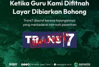 Poster pernyataan resmi PW GP Ansor Jawa Timur yang menyerukan boikot terhadap Trans7.