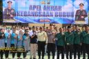 Kapolres Sumenep AKBP Rivanda, S.I.K memimpin Apel Akbar Kebangsaan Buruh di halaman Polres Sumenep, Kamis (23/10/2025).