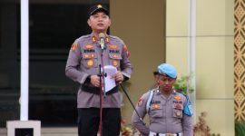 Kapolres Sumenep AKBP Rivanda memimpin Apel Kesiapan Tanggap Darurat Bencana di Lapangan Tribrata Polres Sumenep, Rabu (5/11/2025).