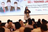 Bupati Banyuwangi Ipuk Fiestiandani membuka rakor dan bimtek Gerindra se-Jawa Timur di Banyuwangi.