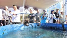 Wali Kota Probolinggo dr. Aminuddin saat dengan pembudidaya ikan pada kegiatan sosialisasi NTPi di Pokdakan Mina Lestari Sentosa, Jrebeng Lor.