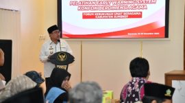 Wakil Bupati Sumenep KH. Imam Hasyim saat memberikan sambutan pada kegiatan Safari Kerukunan di Aula Bappeda Sumenep.