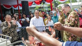 Wali Kota Surabaya Eri Cahyadi bersama Konjen Australia dan Rektor UK Petra saat panen perdana ikan nila di Taman Teman Jemursari V, Wonocolo.