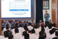 Sosialisasi tahapan lanjutan program Digitalisasi Bantuan Sosial di Pendopo Banyuwangi.