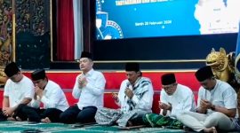 Bupati Bangkalan Lukman Hakim bersama Wakil Bupati Moh. Fauzan Ja’far saat Safari Ramadan dan tasyakuran satu tahun kepemimpinan di Pendopo Agung Bangkalan, Senin (23/2/2026).