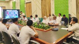 Bupati Bangkalan Lukman Hakim mengikuti forum REBOAN bersama Kementerian Dalam Negeri secara virtual dari Pendopo Agung Bangkalan, Rabu (25/2/2026).