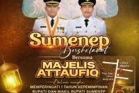 Poster kegiatan Sumenep Bersholawat bersama Majelis Attaufiq yang digelar di sisi timur Alun-Alun Kota Sumenep, Sabtu (28/2/2026) malam.