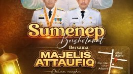 Poster kegiatan Sumenep Bersholawat bersama Majelis Attaufiq yang digelar di sisi timur Alun-Alun Kota Sumenep, Sabtu (28/2/2026) malam.