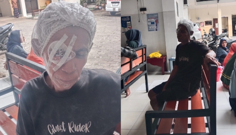 Hasanudin, warga Desa Saseel, Kecamatan Sapeken, Kabupaten Sumenep, terpaksa tinggal di kamar kos sederhana di depan Museum Sumenep usai menjalani operasi katarak.