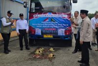 Dirjen PE2HU Kemenhaj Jaenal Effendi bersama Menteri Pertanian dan Dirut Bulog melepas ekspor beras ke Arab Saudi di Gudang Bulog Kelapa Gading, Jakarta, Rabu (4/3/2026).