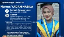 Poster pengumuman orang hilang yang dirilis Polres Sumenep terkait pencarian Yadan Nabila, warga Desa Gapura Timur, Kecamatan Gapura, Kabupaten Sumenep.