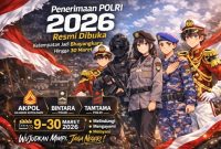 Ilustrasi anggota Kepolisian Negara Republik Indonesia. Pendaftaran penerimaan anggota Polri Tahun Anggaran 2026 resmi dibuka mulai 9 hingga 30 Maret 2026 melalui jalur Akpol, Bintara, dan Tamtama.