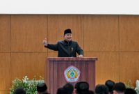 Presiden Prabowo Subianto memberikan sambutan pada Munas XVI IPSI di JICC, Jakarta, Sabtu (11/04/2026), menegaskan komitmen pemerintah mendorong pencak silat menuju Olimpiade.