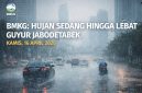Ilustrasi hujan mengguyur wilayah Jakarta, seiring peringatan BMKG terkait potensi hujan sedang hingga lebat di Jabodetabek, Kamis (16/4/2026).