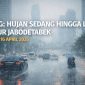 Ilustrasi hujan mengguyur wilayah Jakarta, seiring peringatan BMKG terkait potensi hujan sedang hingga lebat di Jabodetabek, Kamis (16/4/2026).
