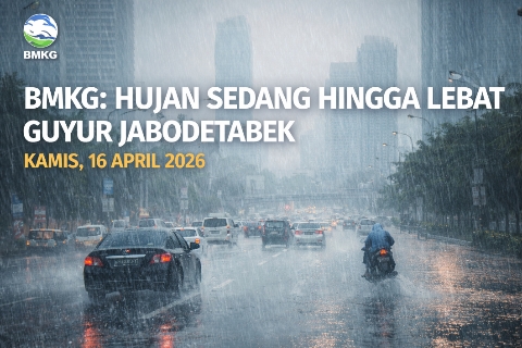 Ilustrasi hujan mengguyur wilayah Jakarta, seiring peringatan BMKG terkait potensi hujan sedang hingga lebat di Jabodetabek, Kamis (16/4/2026).